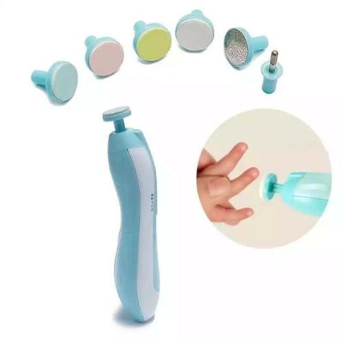 Electric baby nail trimmer set with multiple filing heads, safe for infant nail care