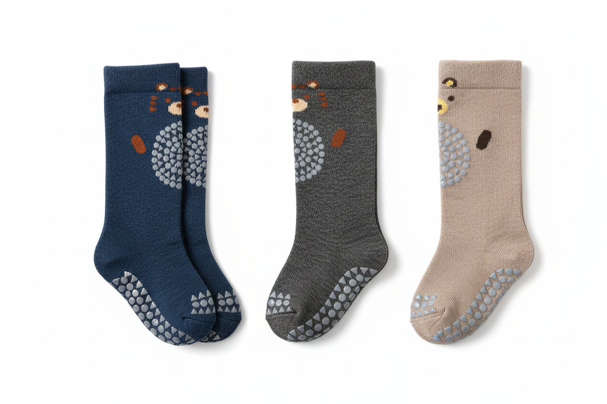Goggly™ Anti-Bruise Crawling Socks | Soft-Cloud Knee Protection & Non-Slip Grip (3-Pair Bundle)