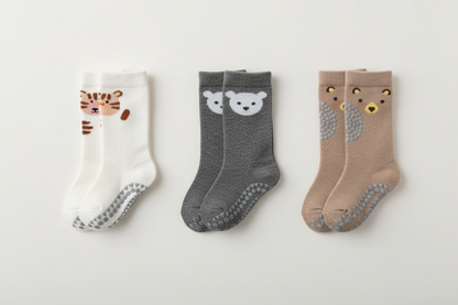 Goggly™ Anti-Bruise Crawling Socks | Soft-Cloud Knee Protection & Non-Slip Grip (3-Pair Bundle)